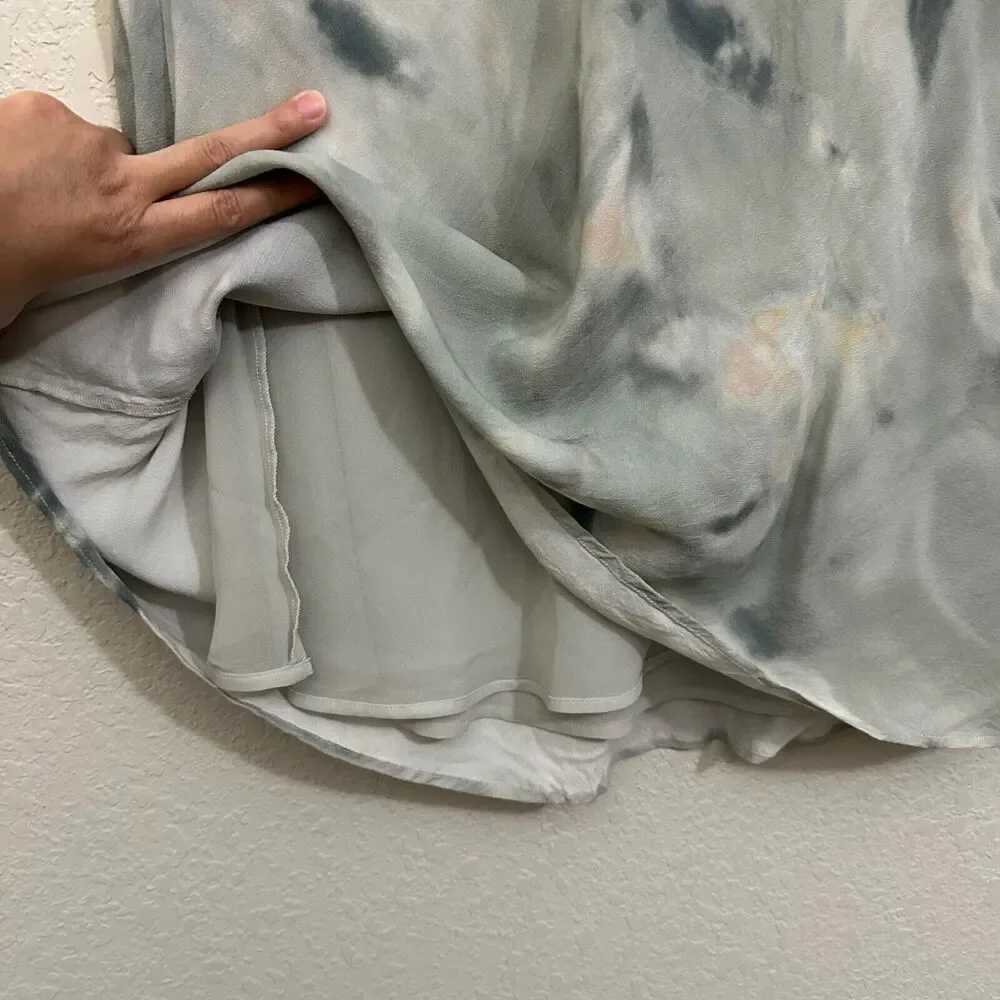 RAILS Anya Satin Midi Skirt Tie Dye Sage Diffusion A-Line Lined NWOT - Picture 6 of 11